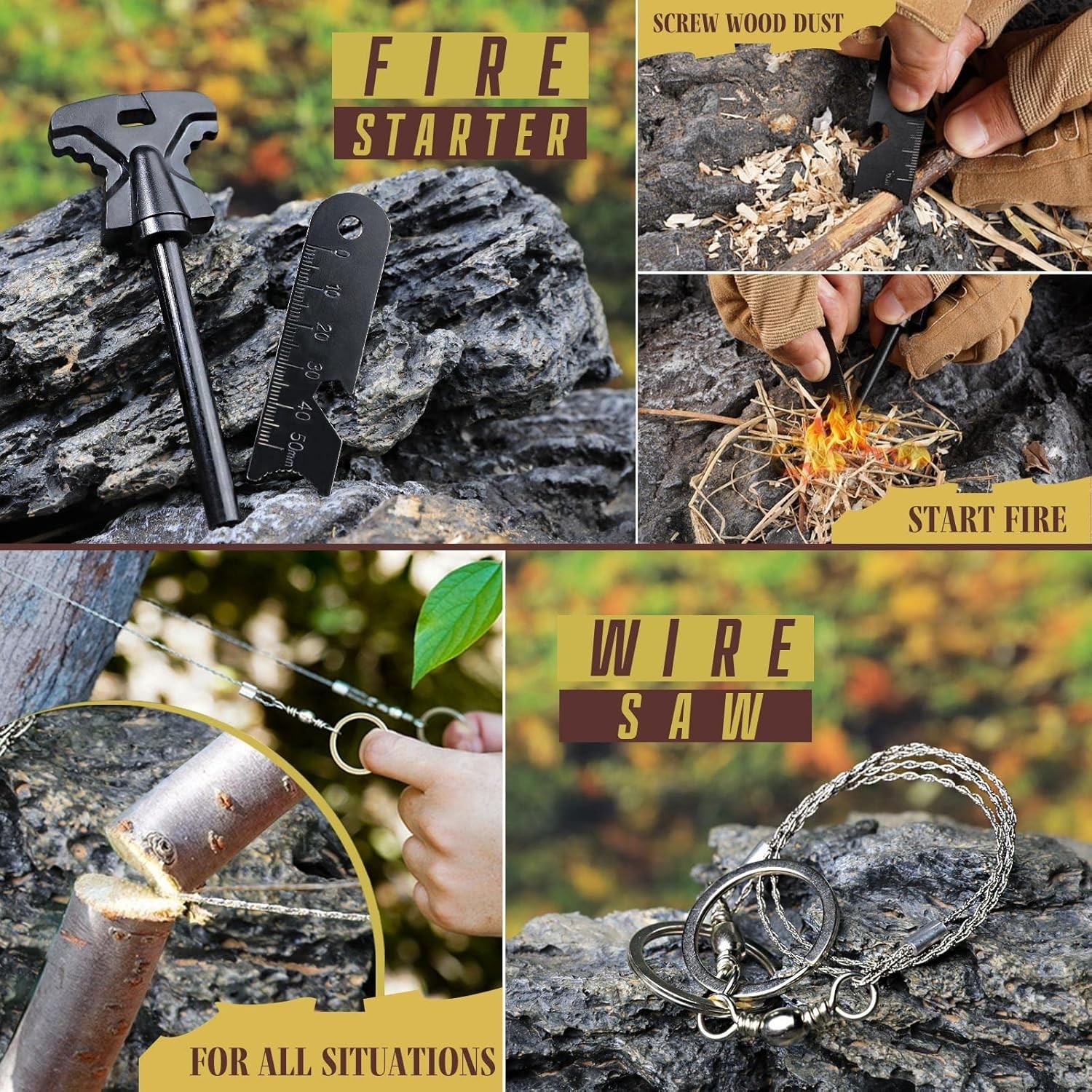 Lightweight Portable 14-in-1 Survival Kit: Ideal Holiday Gift for Him