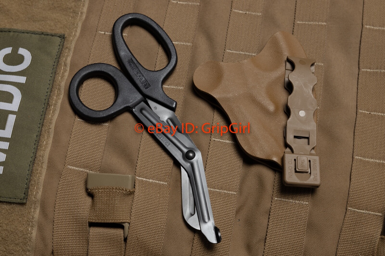 Black Trauma Shears+Coyote Kydex Sheath Holster TCCC Blow Out Kit Medic Gear EDC