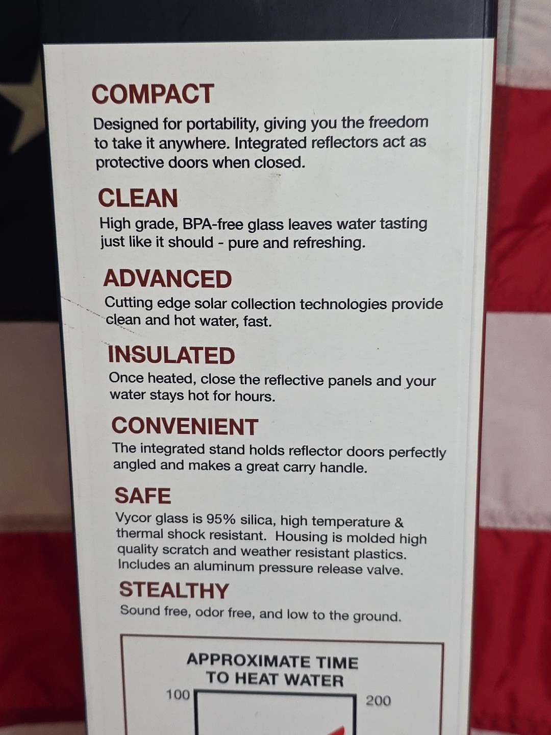 NEW 4Patriots Sun Kettle 500ml 16.9 fl oz Portable Solar Water Heater
