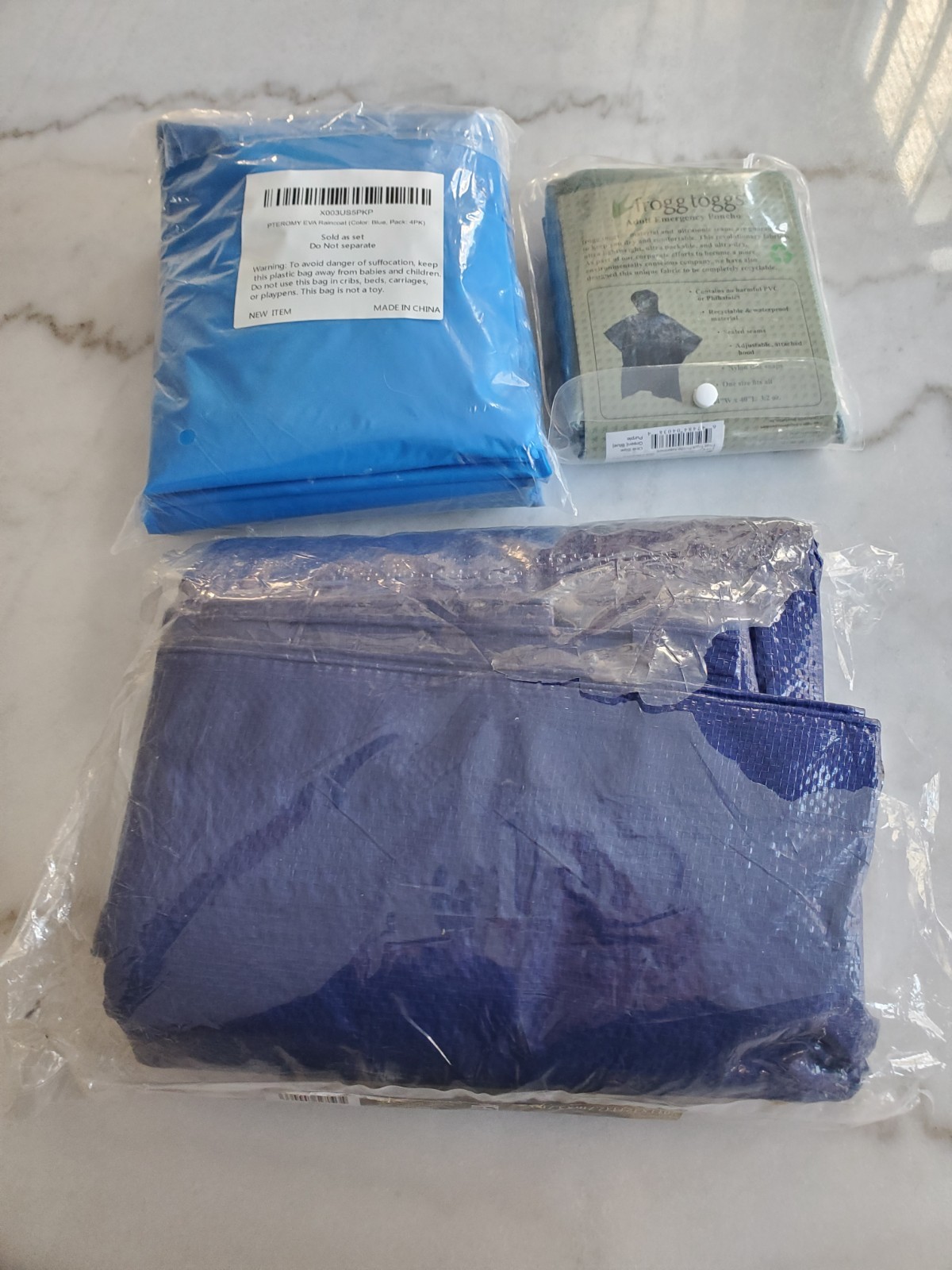 Frogg Toggs Poncho Pteromy Rain Coat 4 pack 9X12 Tarp Ozark Trails Camping lot