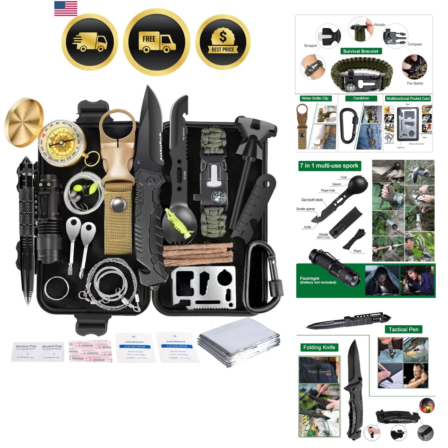 Survival Kit 35 in 1, First Aid Kit, Survival Gear, Christmas Birthday Gifts …