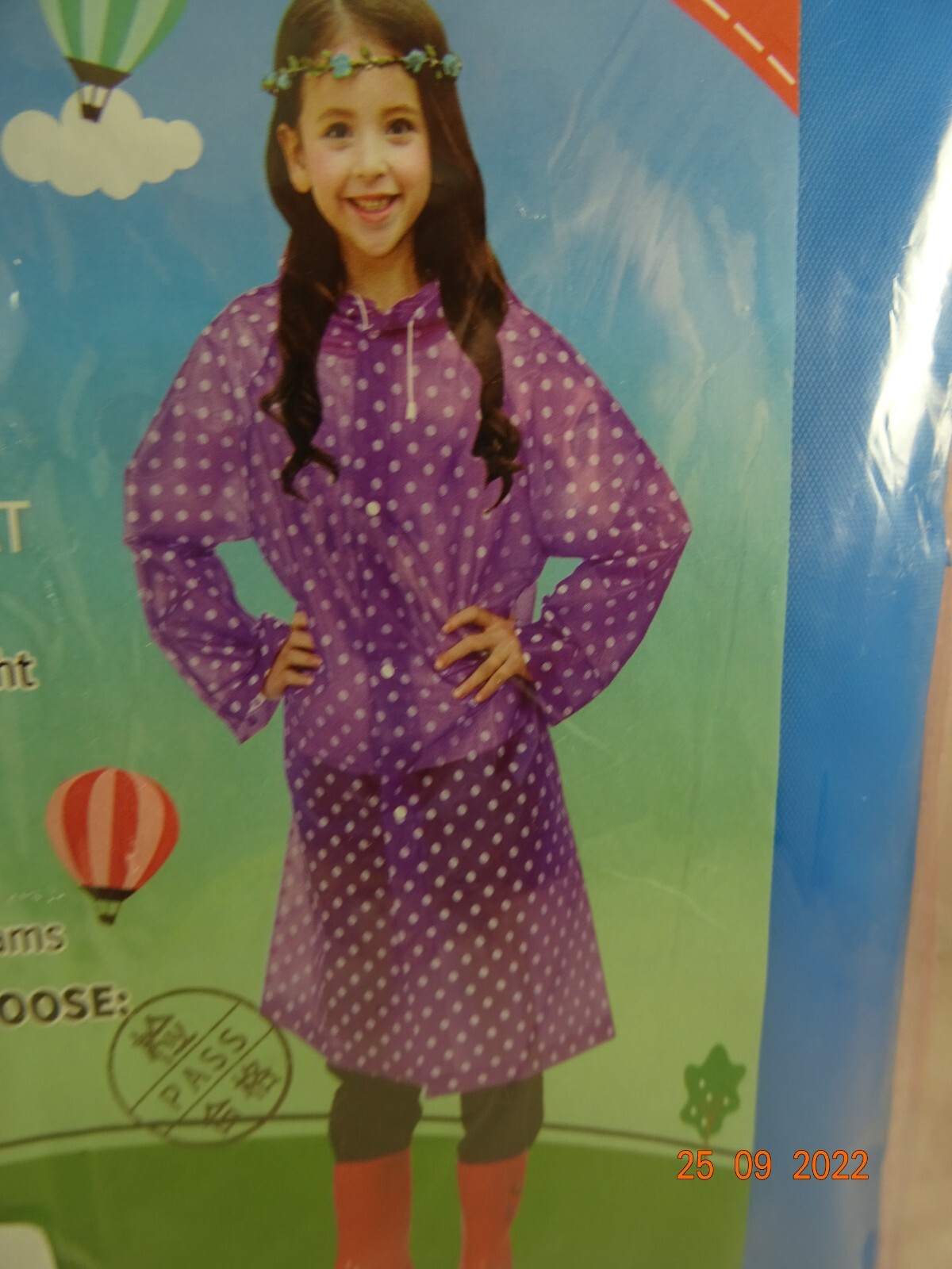 Raincoat Hooded Drawstring 2 pack OSFM Youth size 120cm-160cm Blue & Pink NEW