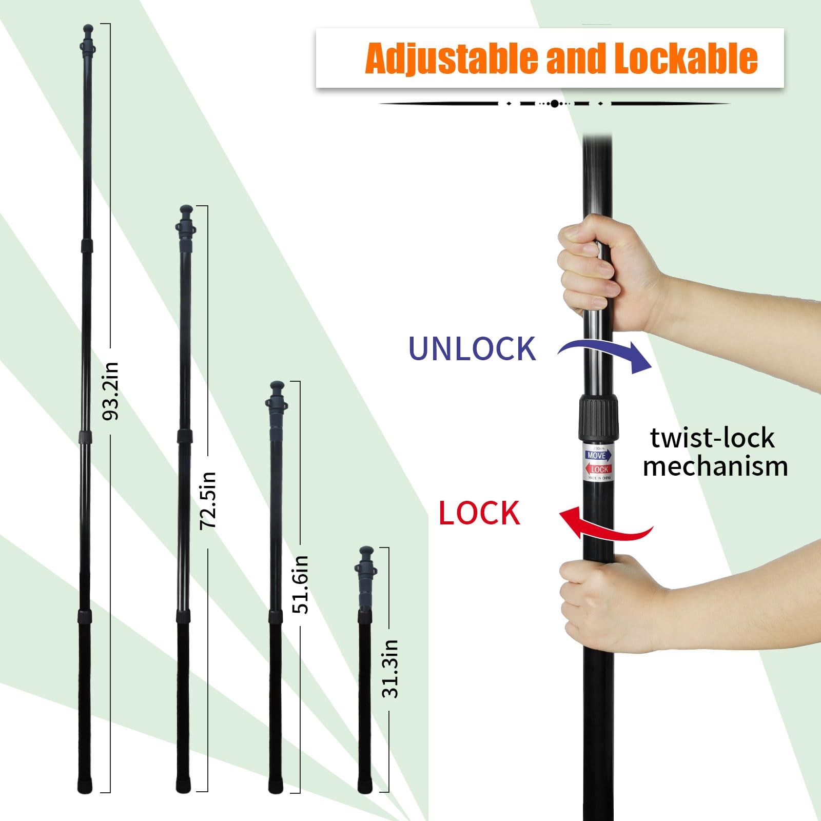 AYAMAYA Tarp Poles – Telescoping Camping Tent Replacement, Black (2pcs)