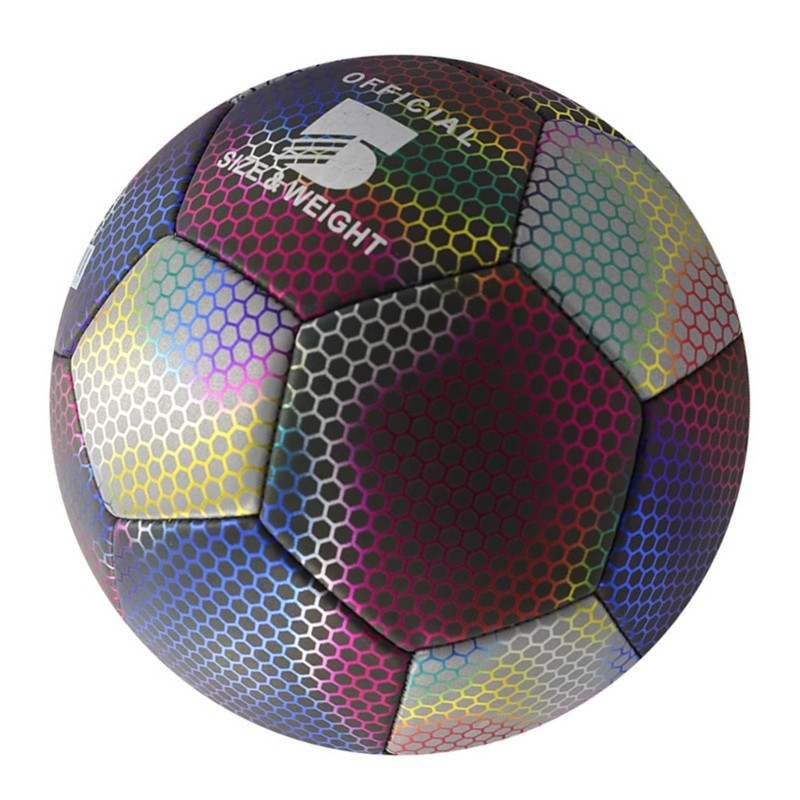 Reflective Football Glowing Standard Size Soccer for Indoor & Outdoor Training