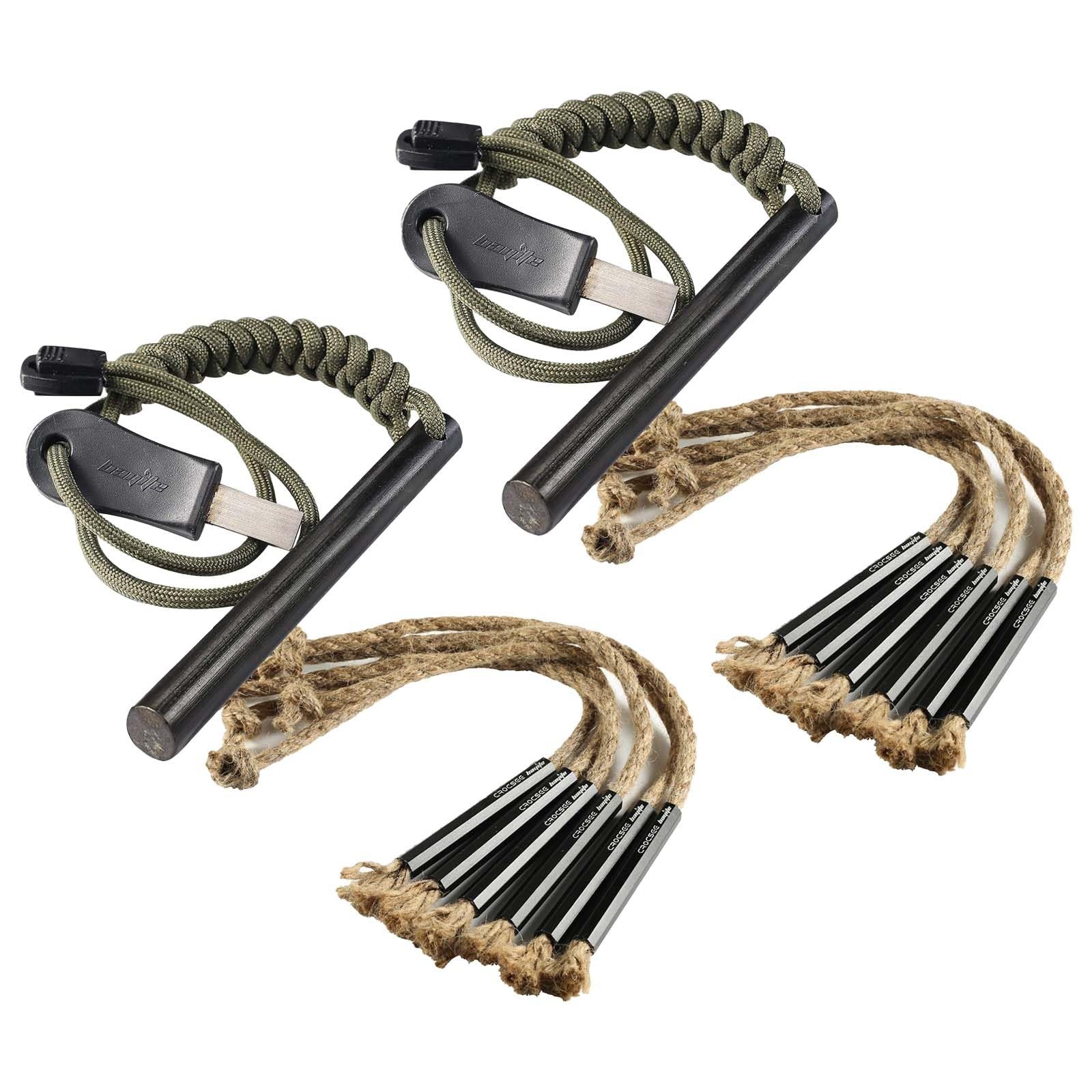 2-Pack 4 Inch Survival Flint Fire Starter Ferro Rod Kit with Striker, Compati…
