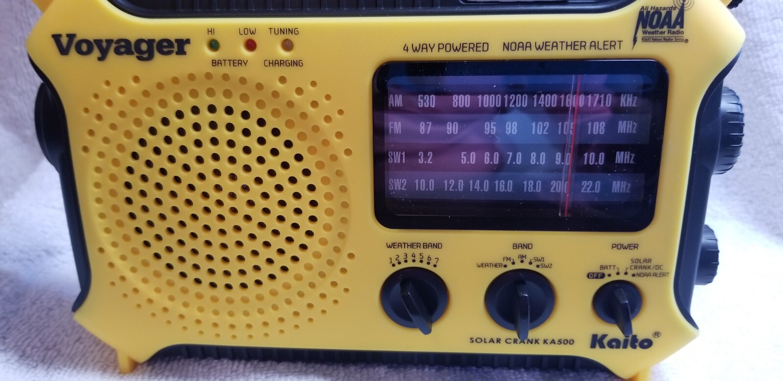 Kaito Portable Radio Emergency Solar + Hand Crank Powered KA500 Yellow Voyager