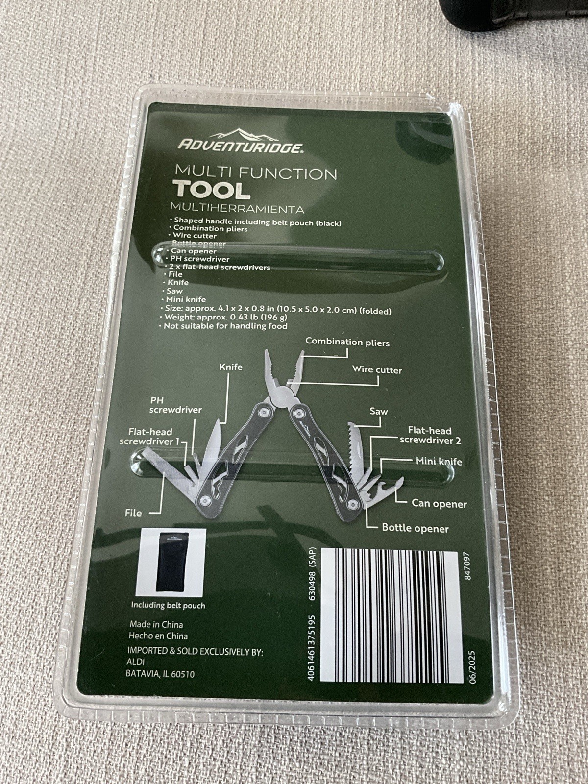 Adventuridge Multi-Tool + Large & Medium Watertight Case Camping, Survival Gear