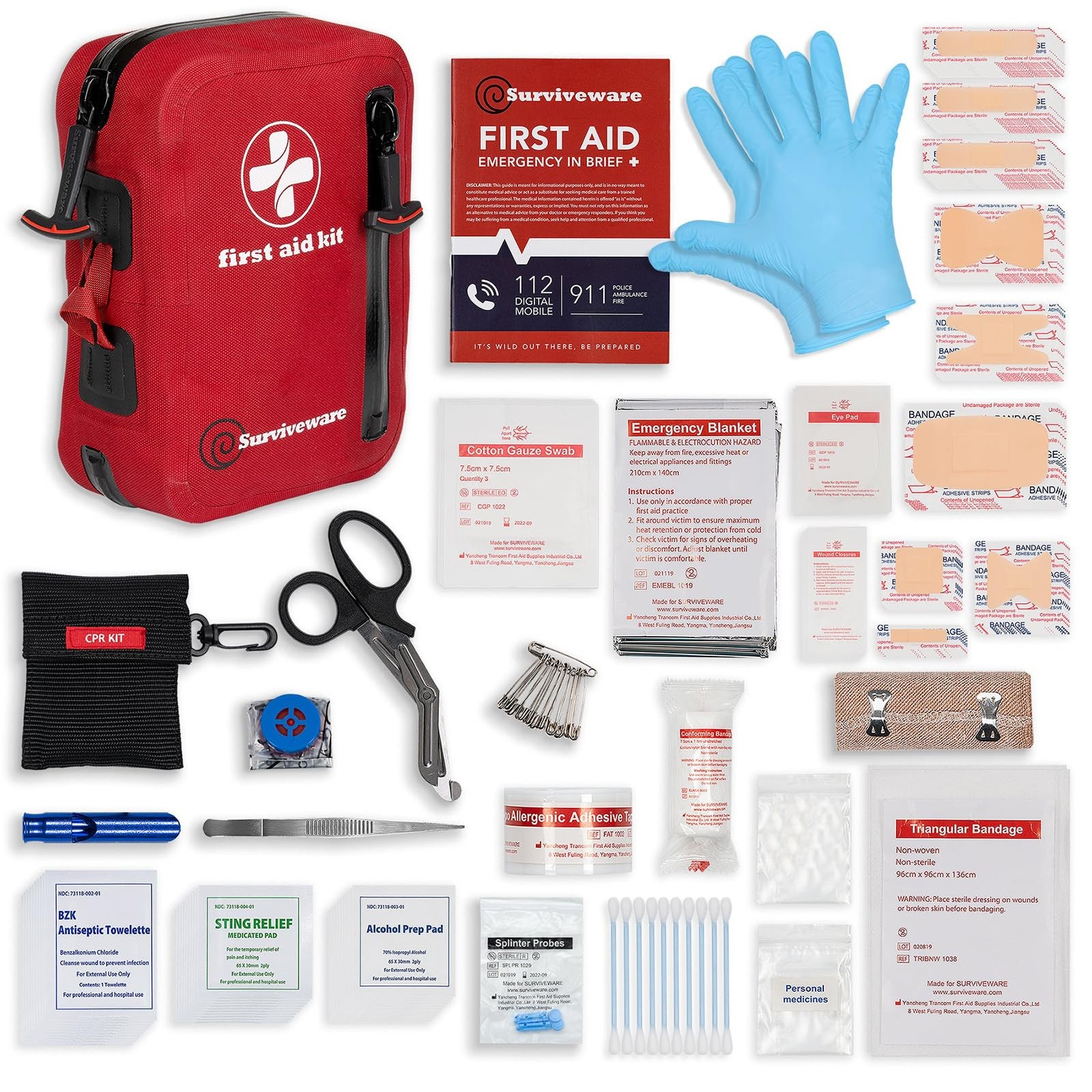 Surviveware 98-Piece Waterproof Premium First Aid Survival Kit – Comprehensi…