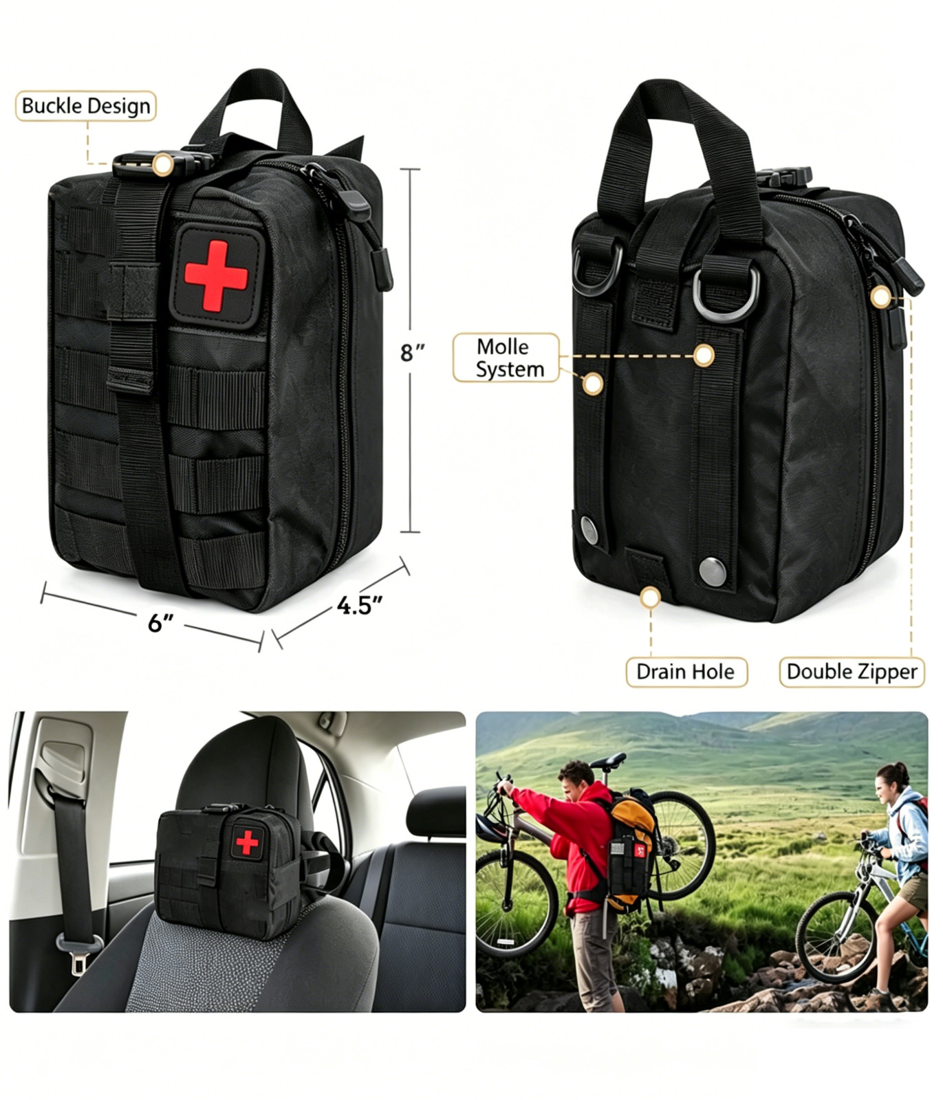 48Pc Survival First Aid Kit Emergency Survival Gear Kit with Bag Outdoor Camping