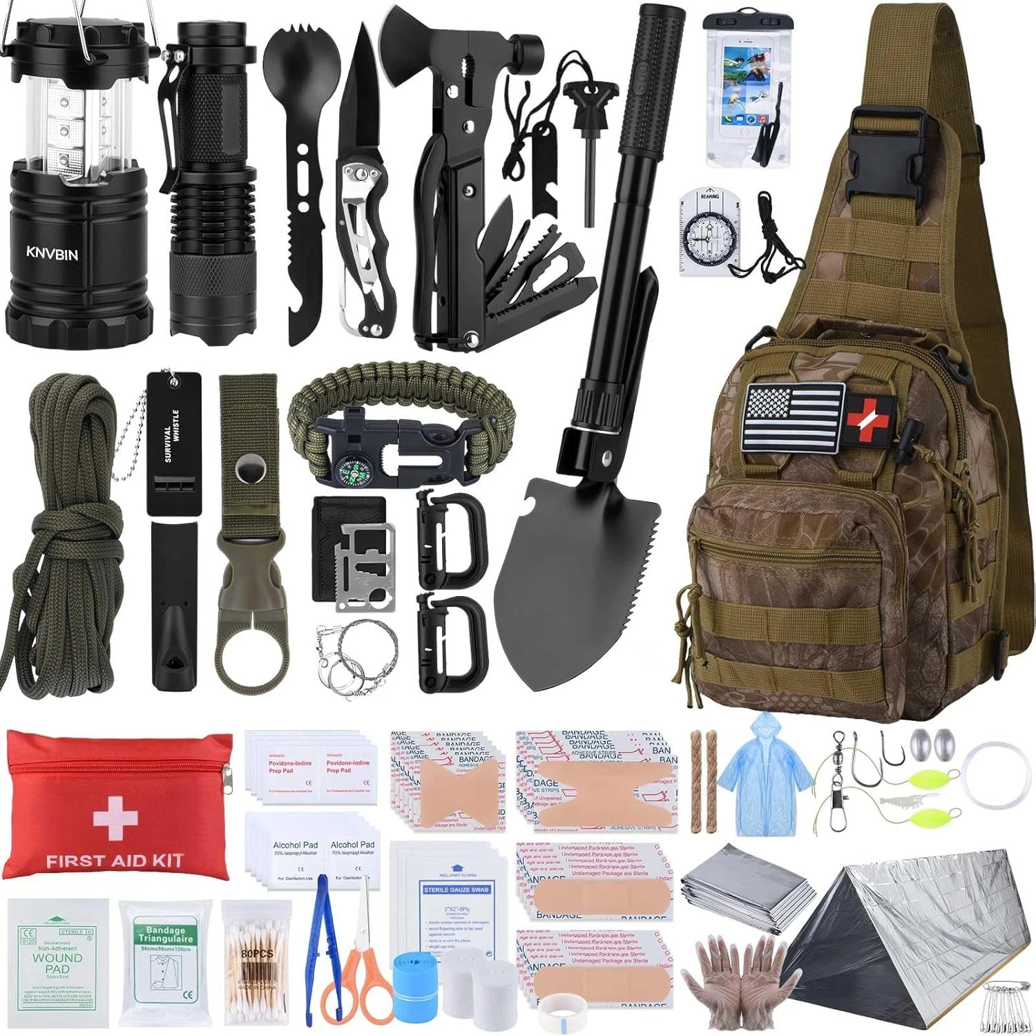 Survival Kit, 250Pcs Survival Tools Tactical Gear and Trauma Bag, Survival First