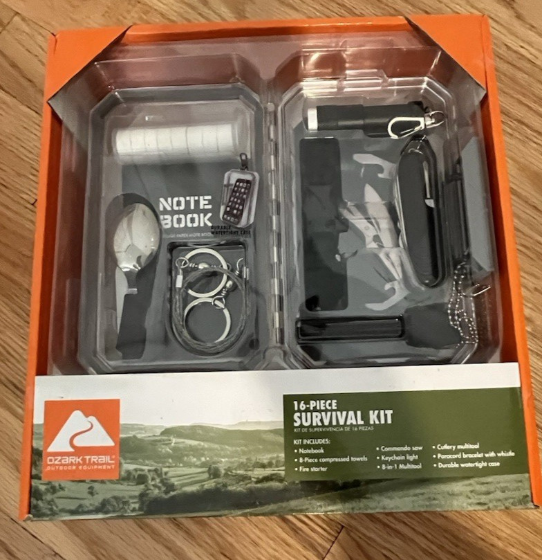 Ozark Trail 16-Pc Survival Kit – His and Hers Set of 2 – Black and Pink