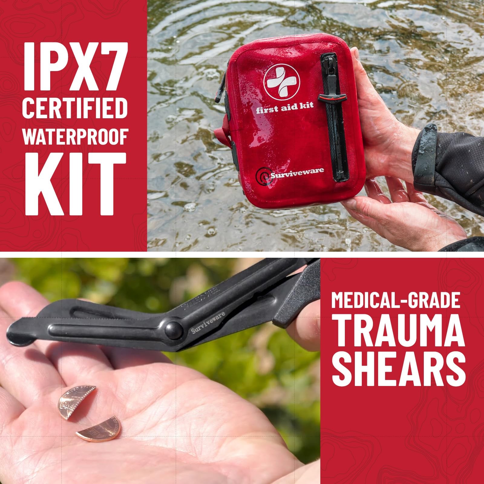 Surviveware 98-Piece Waterproof Premium First Aid Survival Kit – Comprehensi…