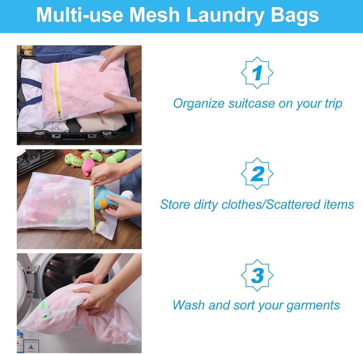 GOGOODA Mesh Laundry Bags, Delicates Washing 3*Large +3*Medium, White