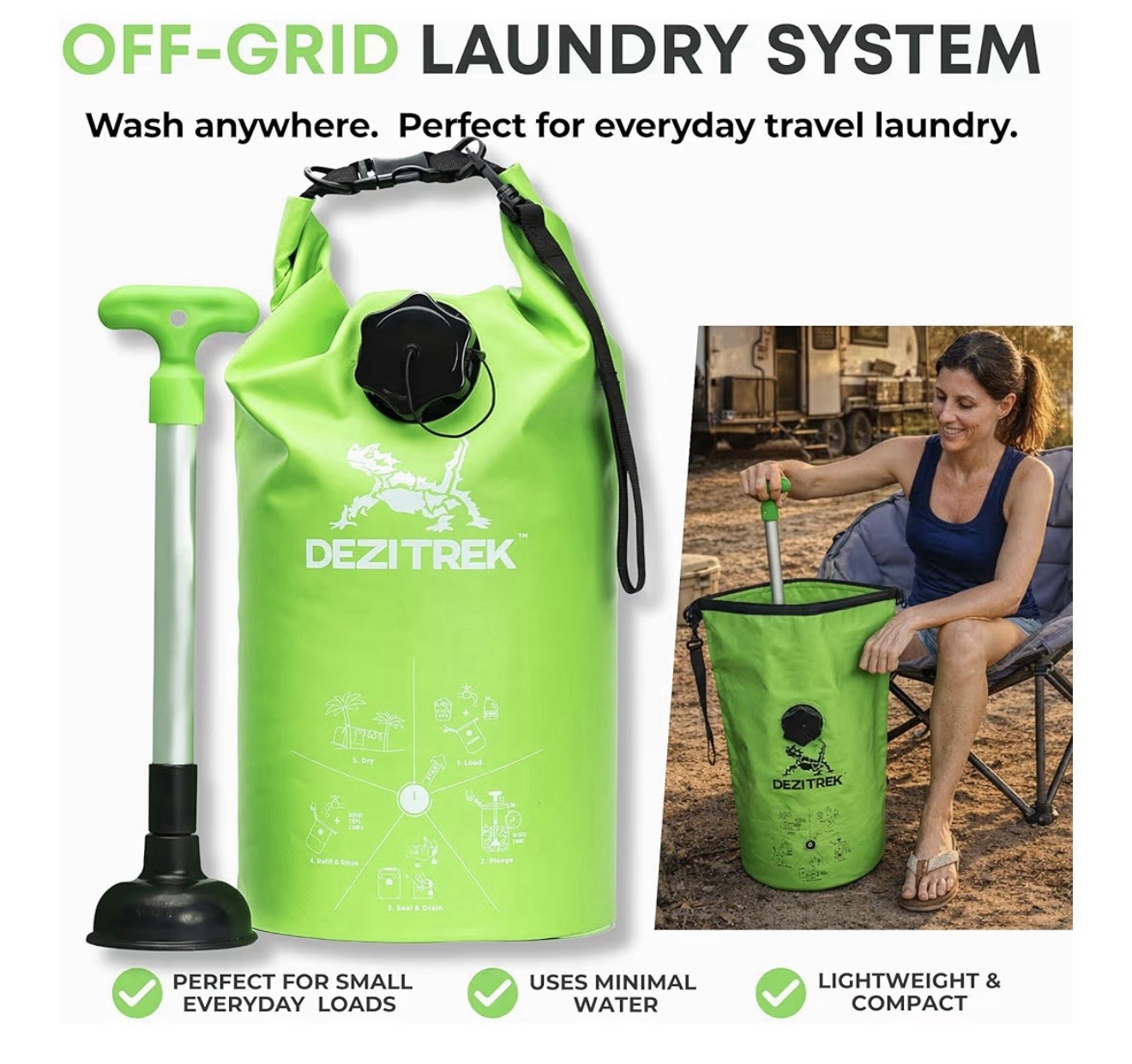 Dezitrek All In One Hand Wash Bag- Off The Grid Washing Machine