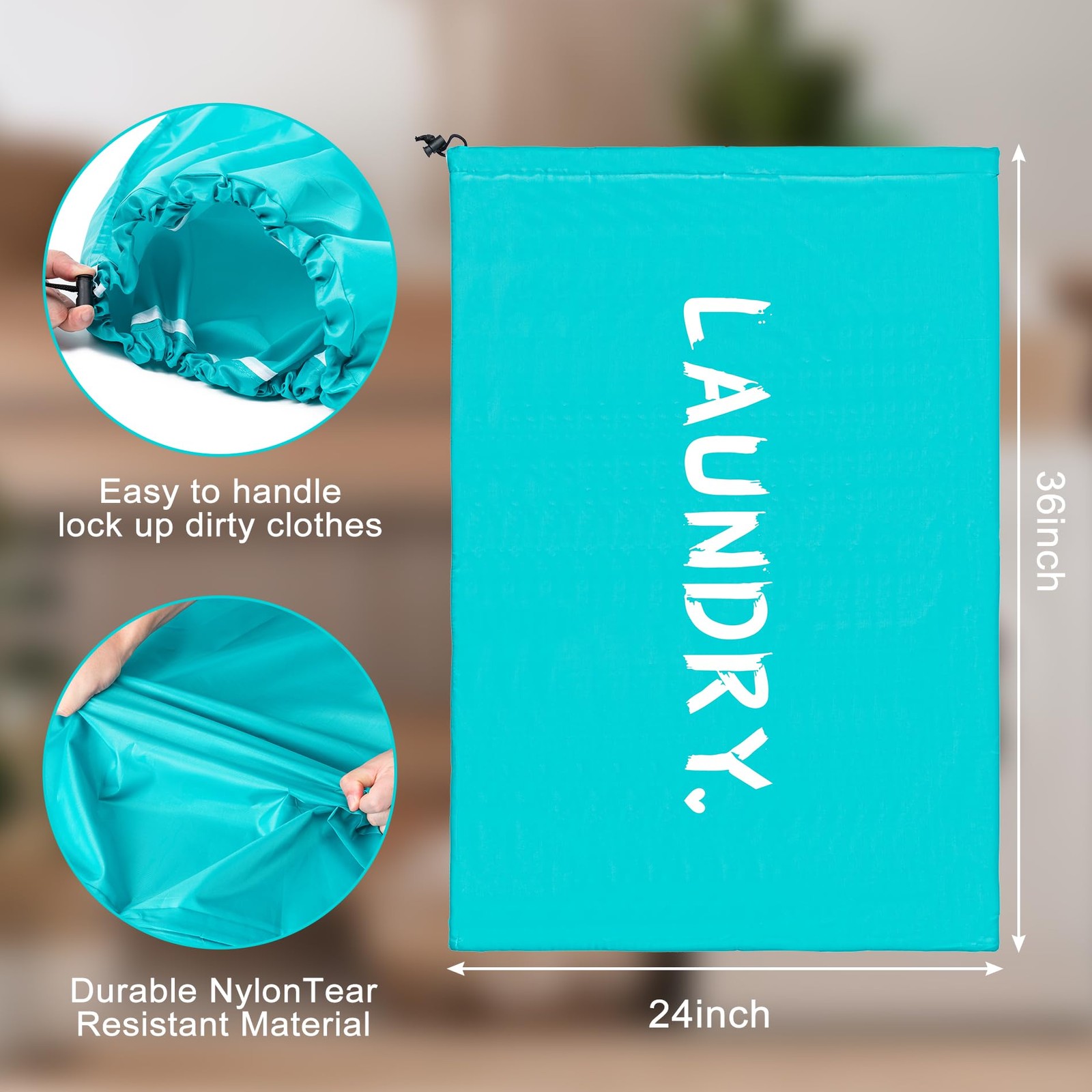 2 Pack XL Travel Laundry Bag, Machine Washable 24″x36″ |2 Pack, Blue+Red