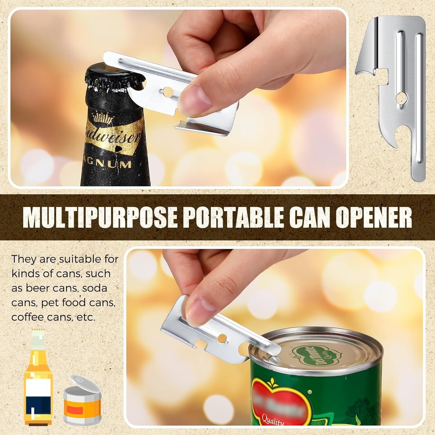P-38 and P-51 Military Style Can Opener Kitchen Travel Camping Survival-20 Pcs