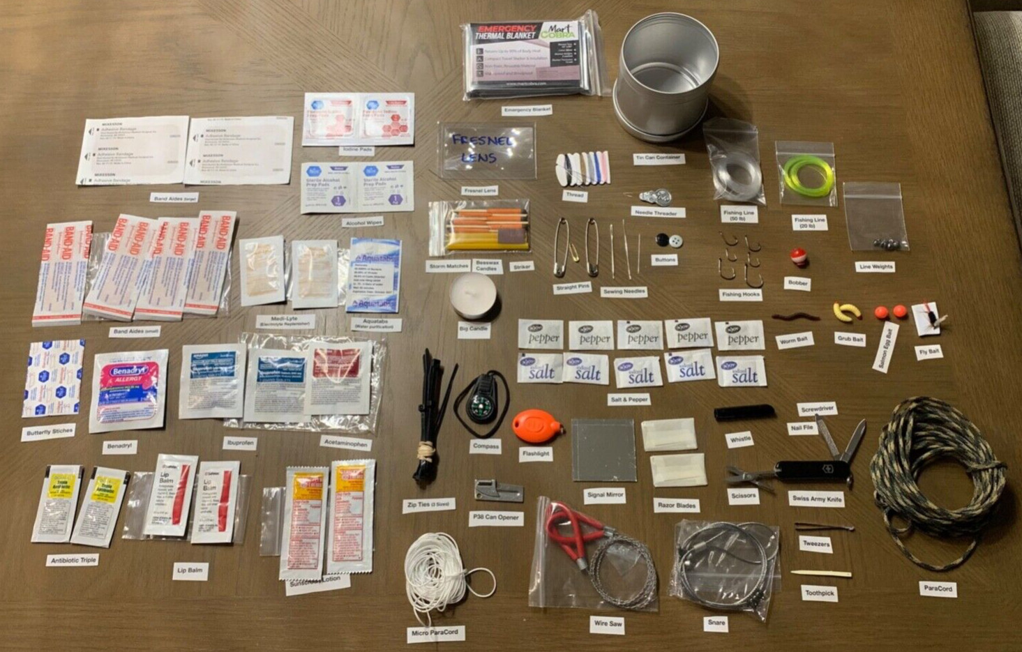 🆘 125+ SOS Survival (First Aid-Fishing-Tools-Snare-Saw-Swiss Army Knife-Fire)