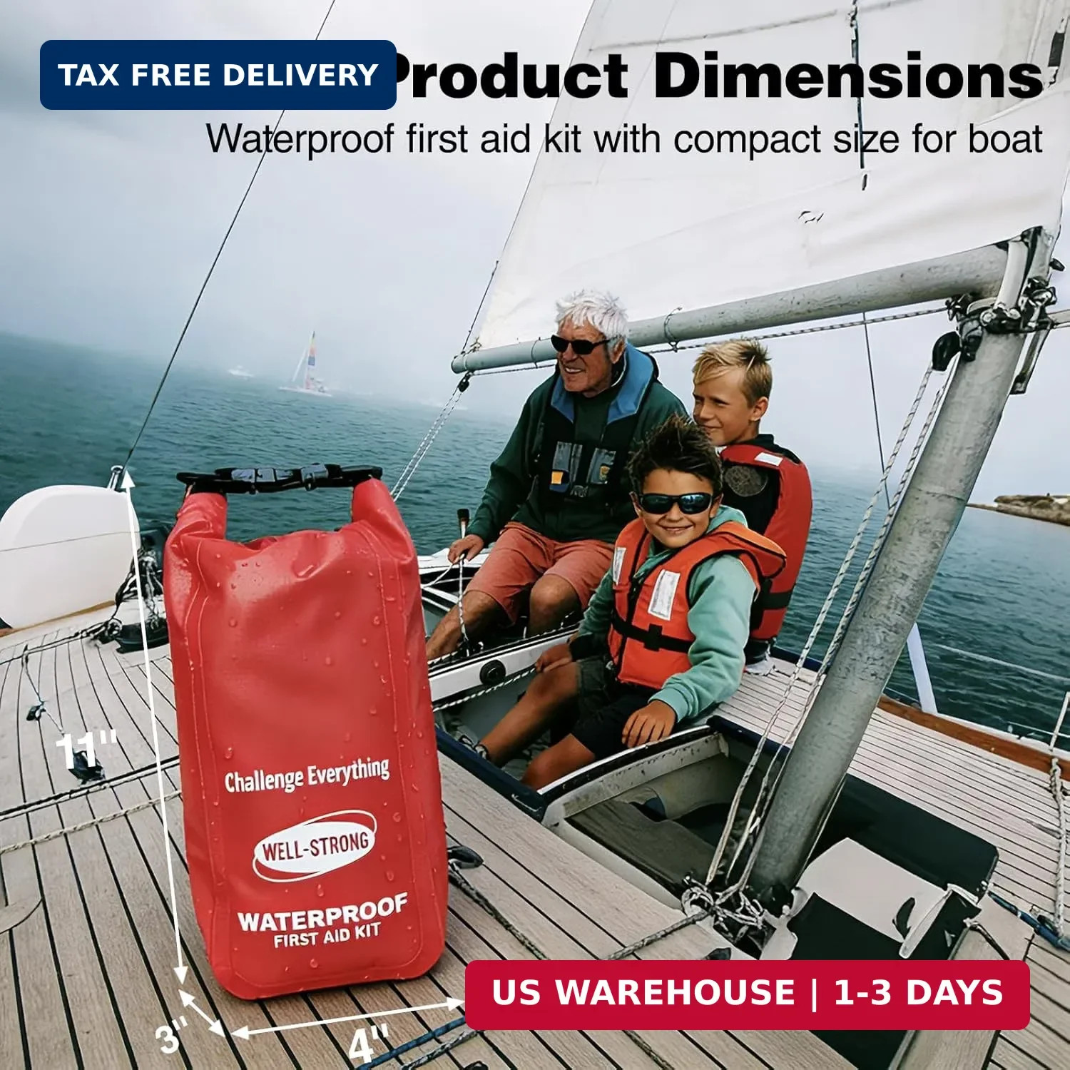 Boat First Aid Kit with Survival Tools, 123pcs Waterproof Emergency Marine Kit w