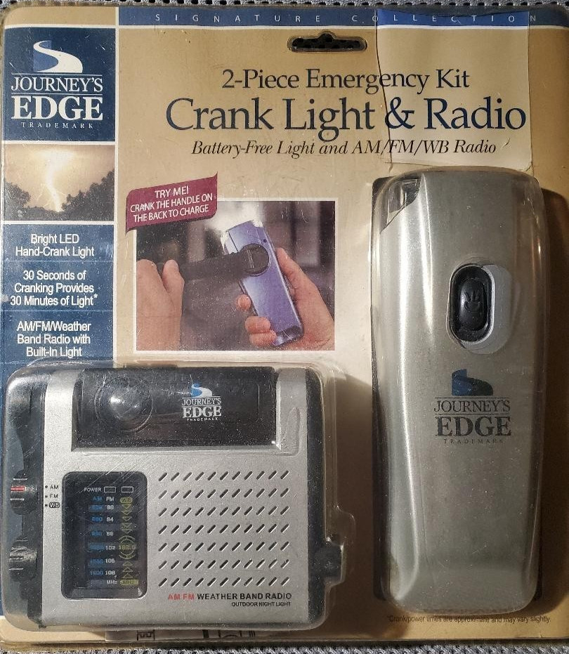 2 Piece Emergency Kit Crank LED Light & AM/FM Radio Camping NEW!