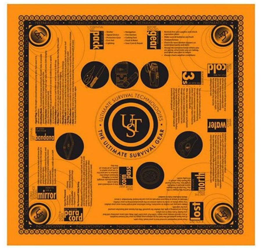 UST Hi-Vis Orange Bandana Survival Tips Hunter’s, Camping, Hiking, Emergency NEW