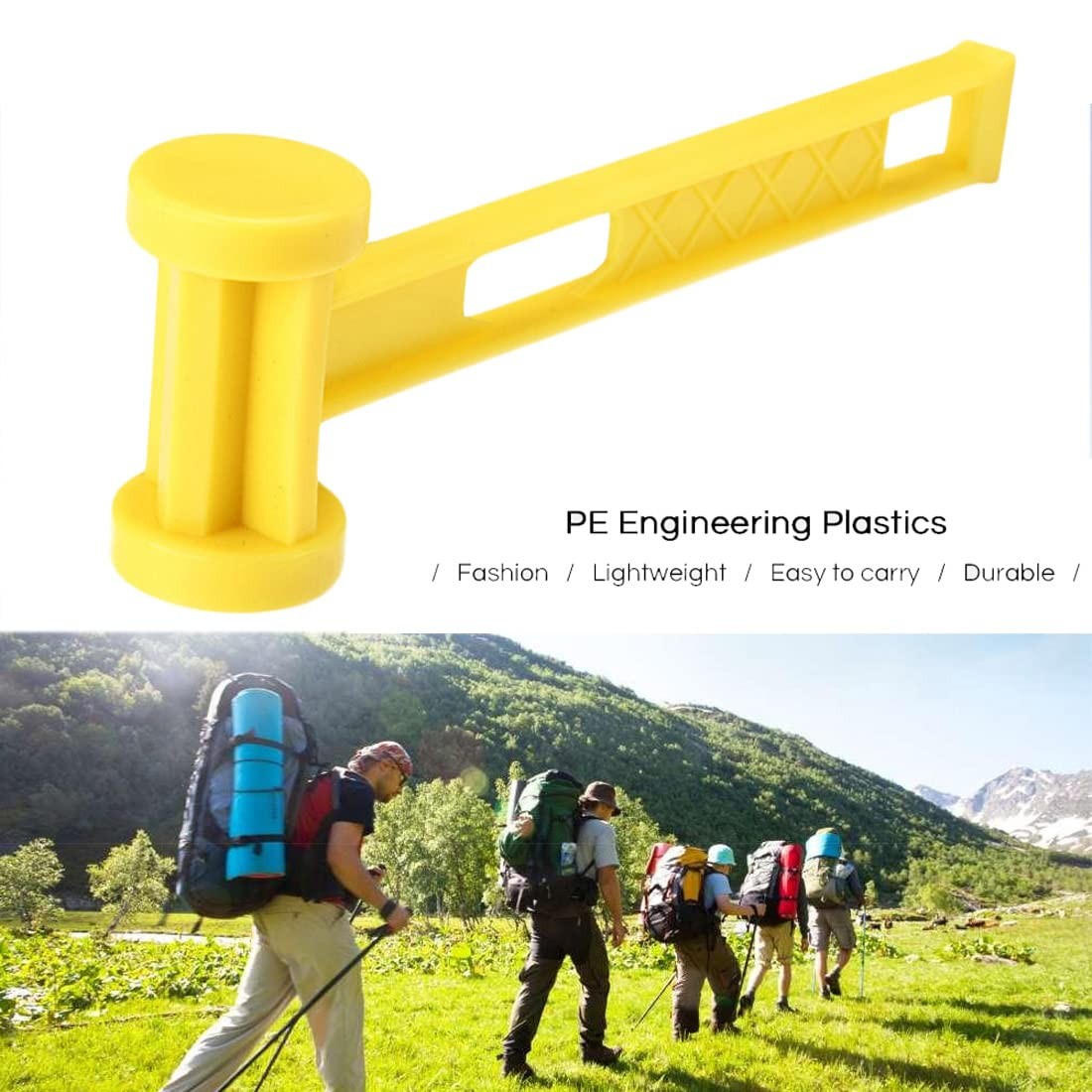 AITIME 30 Pcs 9 Inch Plastic Tent Stakes with 1 23cm, Yellow-30pcs&Hammer