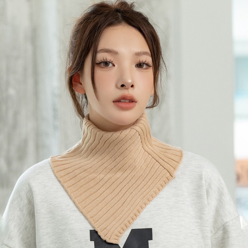 Detachable Striped Knitted Turtleneck Collar For Women False Neck Guard Collar