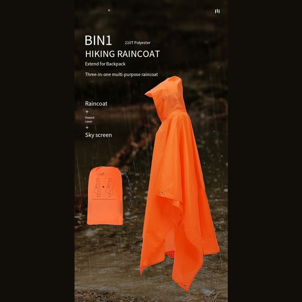 Three in One Adult Raincoat with Hood Lightweight Waterproof for Mountaineering
