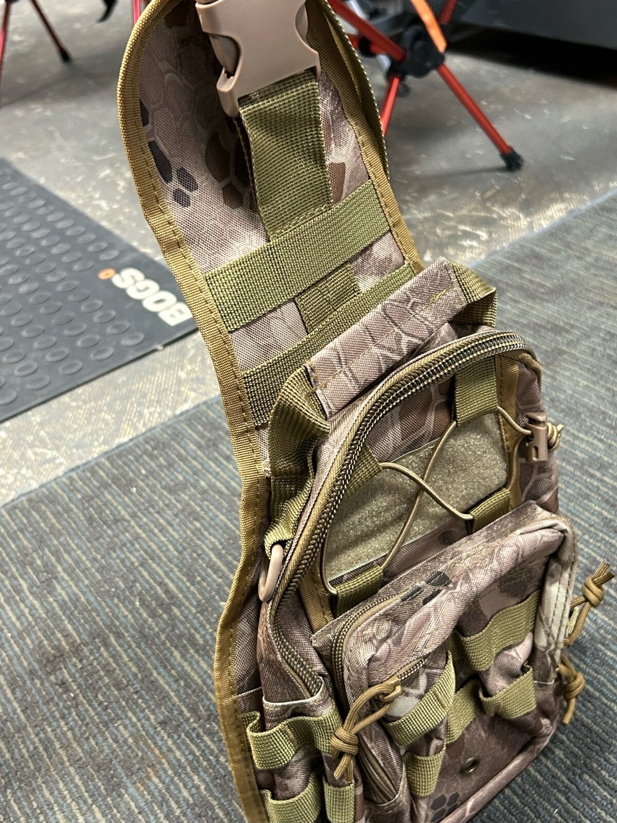 Shoulder Sling Bag Military Style Outdoor Compact Tan Python