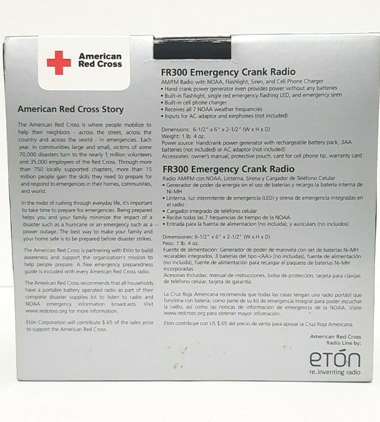 ETON FR-300 Emergency Am/fm Radio – Crank Power American Red Cross