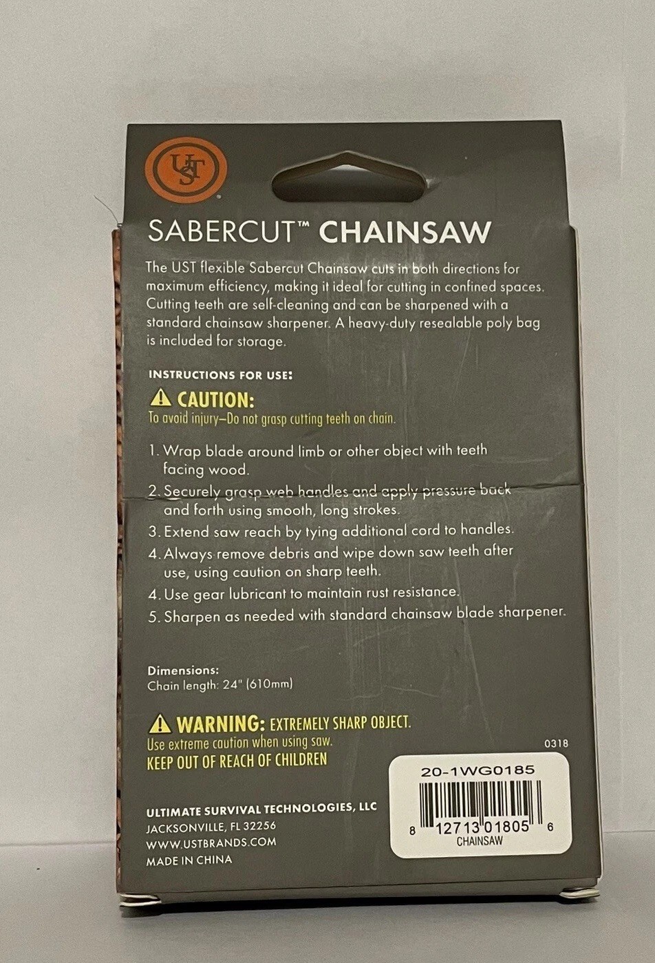 New Ultimate Survival Technologies SaberCut Chainsaw 24 inch Survival Saw