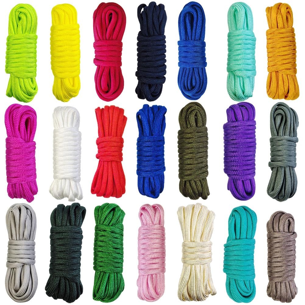 21 Colors Paracord (10FT Each Color), 550lb Parachute Cord Combo 10ft, Pure