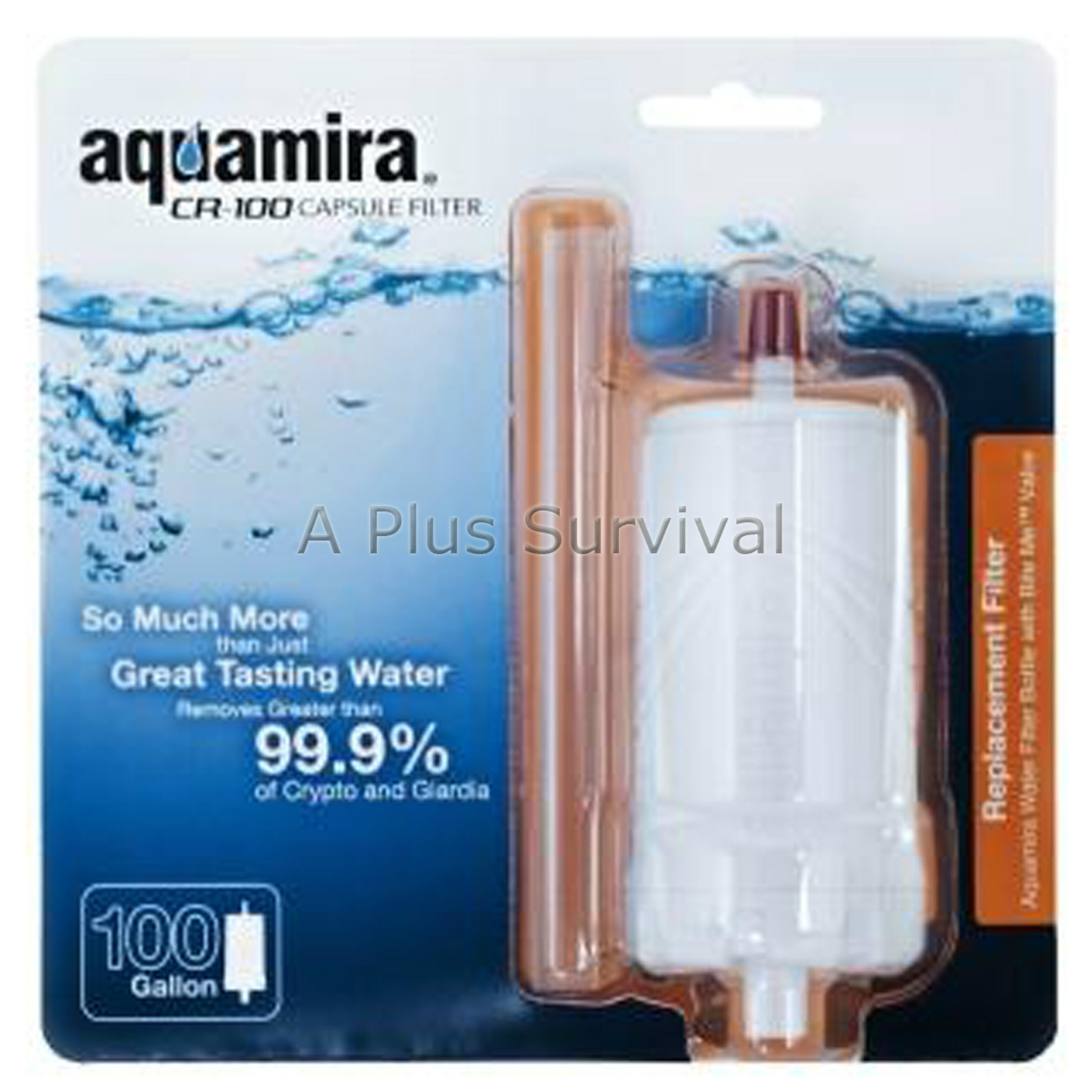 Aquamira 100 Gallon Capacity Water Filter Bottle Replacement Cartridge Survival