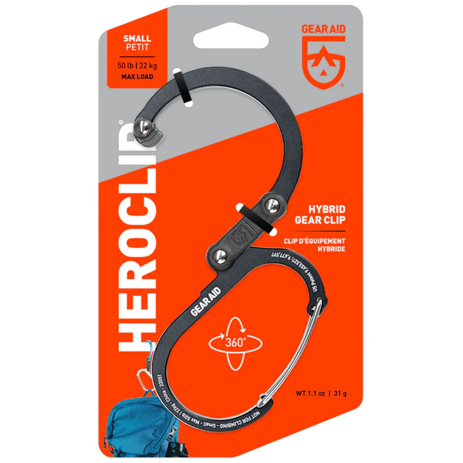 Gear Aid Heroclip Small Hybrid Camping Gear Clip