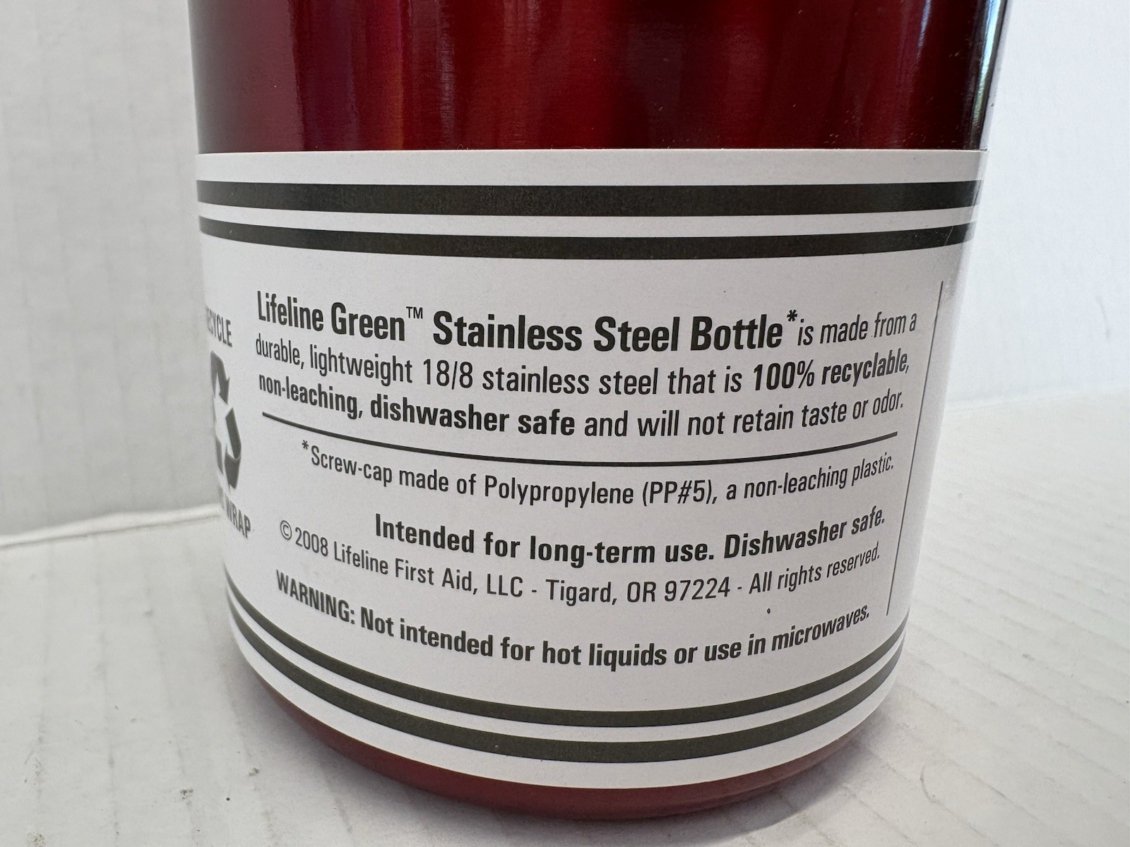 New Lifeline Water Bottle Stainless BPA-FREE – 18 Ounce Volume New