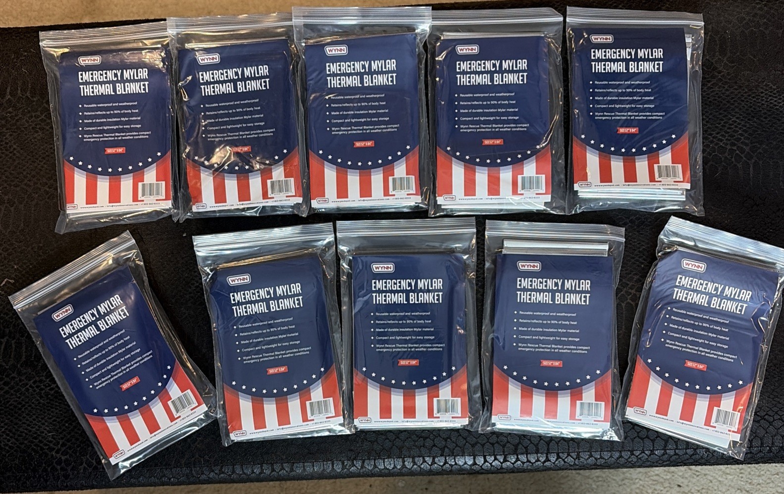 Emergency Mylar Thermal Blankets (Pack of 10), New, Free Shipping ! Large