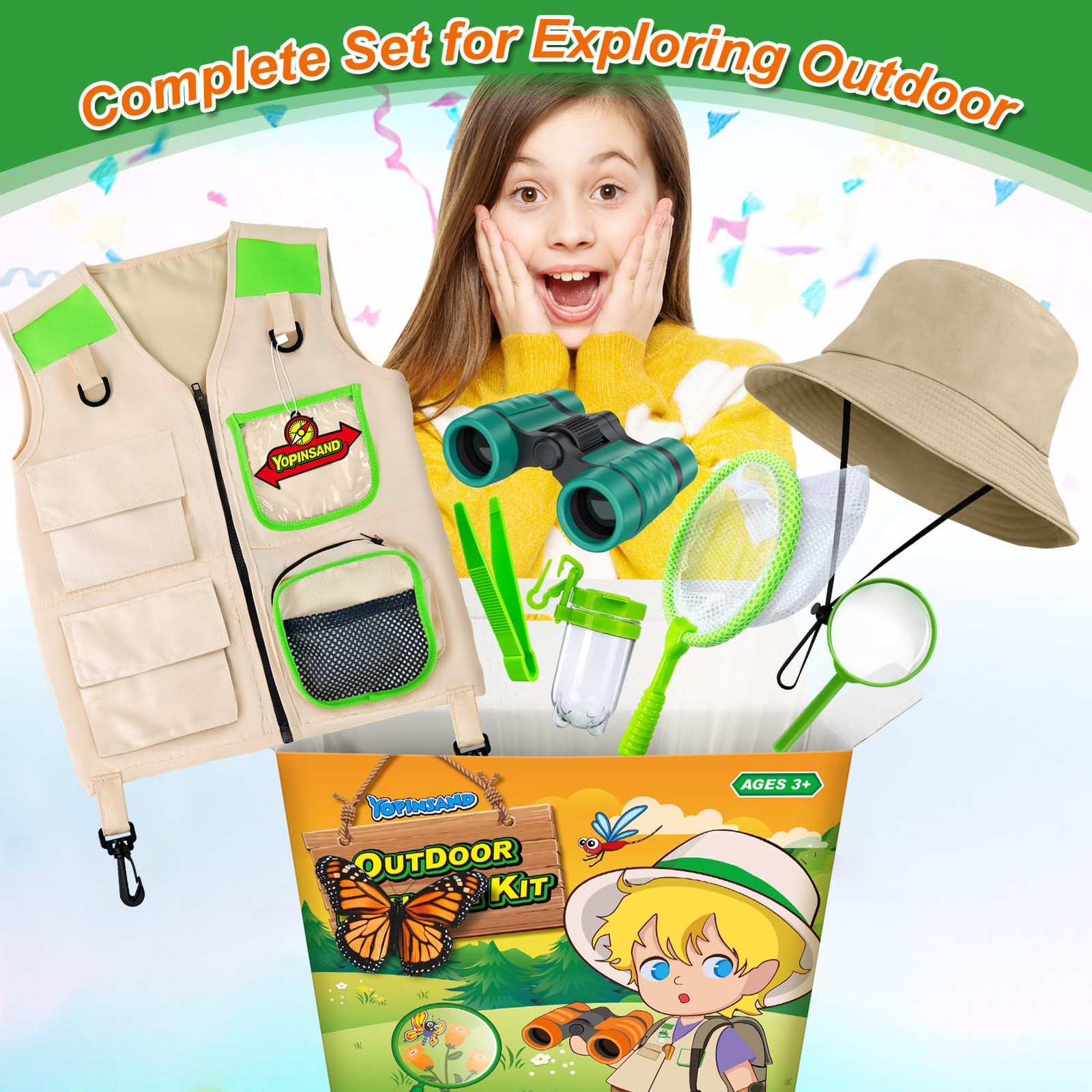 Explorer Set for Kids, Exploration Toy with Vest, Hat and Children Fern…