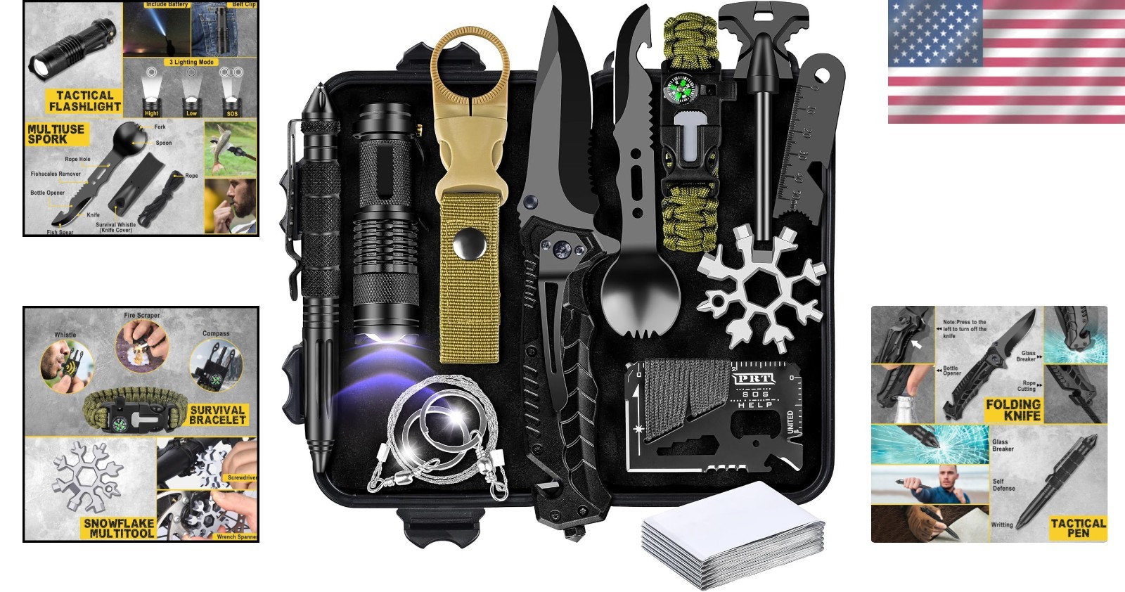 Men’s 28-in-1 Survival Gear – Perfect Stocking Stuffers for Outdoor Enthusiasts