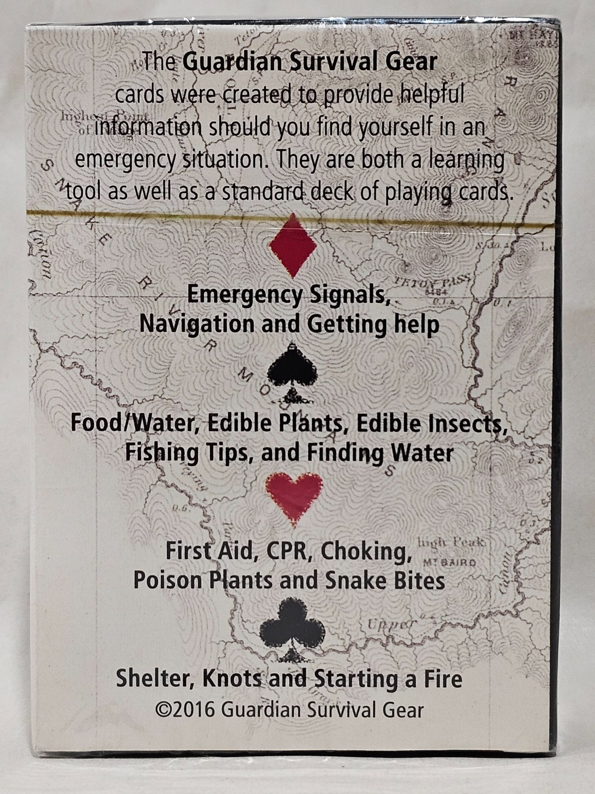 Guardian Survival Gear Playing Cards – Signaling, Food Water, First Aid, Shelter