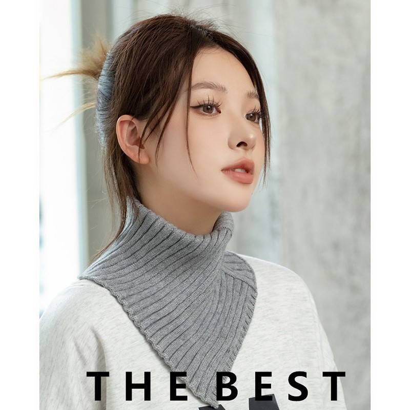Detachable Striped Knitted Turtleneck Collar For Women False Neck Guard Collar