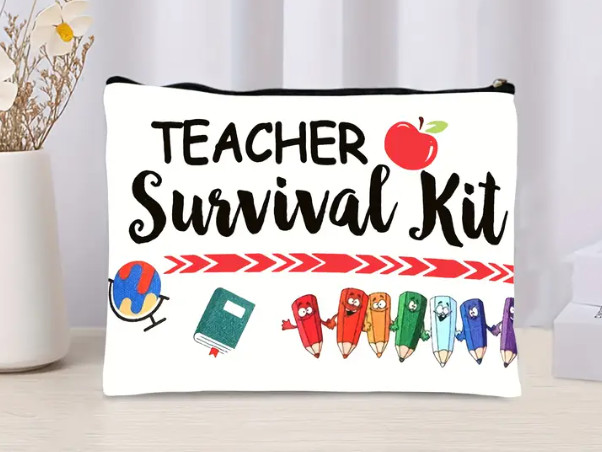Teacher Survival Kit Canvas Bags Lot of 7 NEW 5 inch x 8 inch