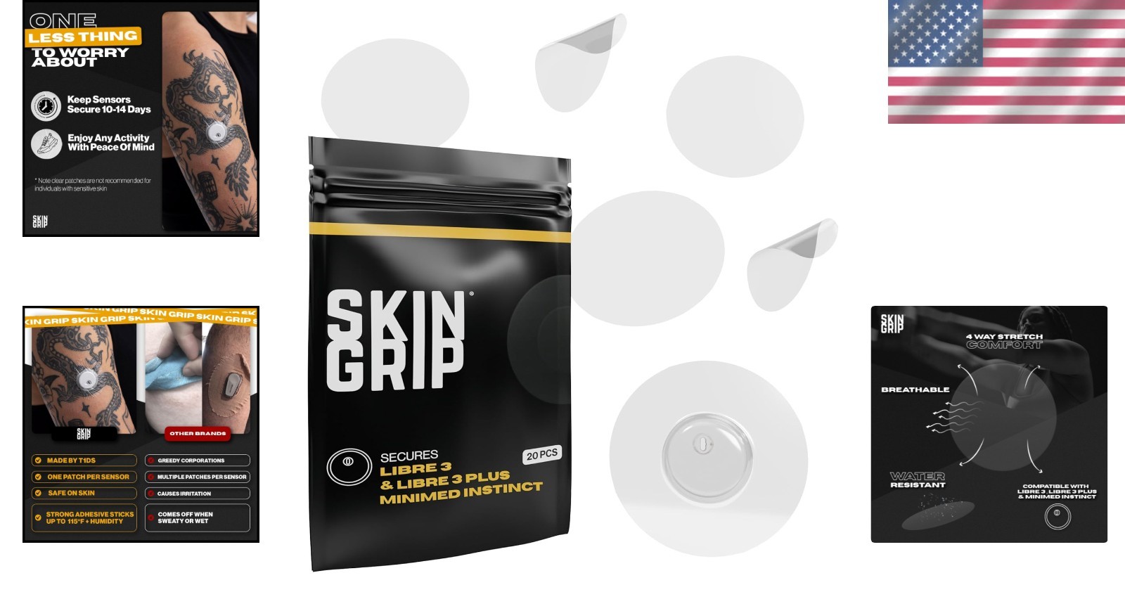 Pre-Cut Clear Adhesive Patches for Libre 3 Sensors – 20 Pack