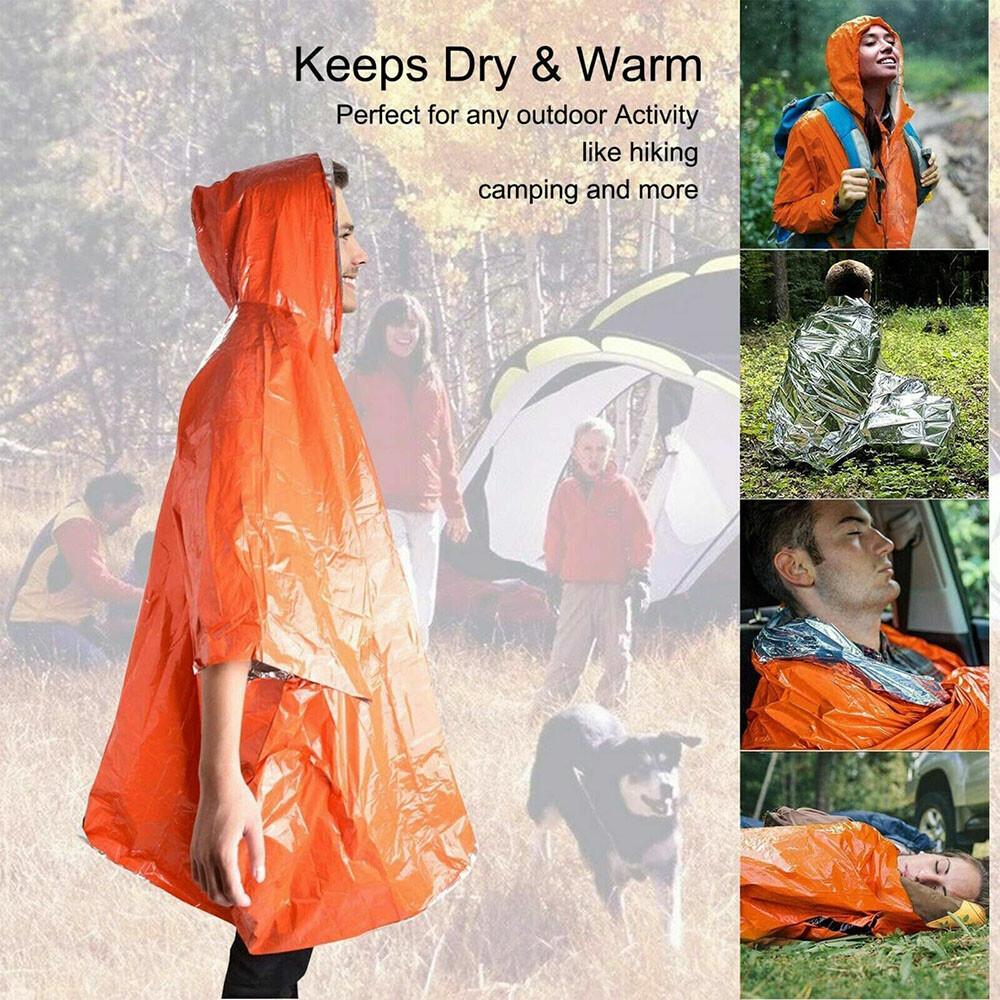 Green Polyethylene Wet Weather Rain Poncho Military Style Tarp Shelter Bivy Tent