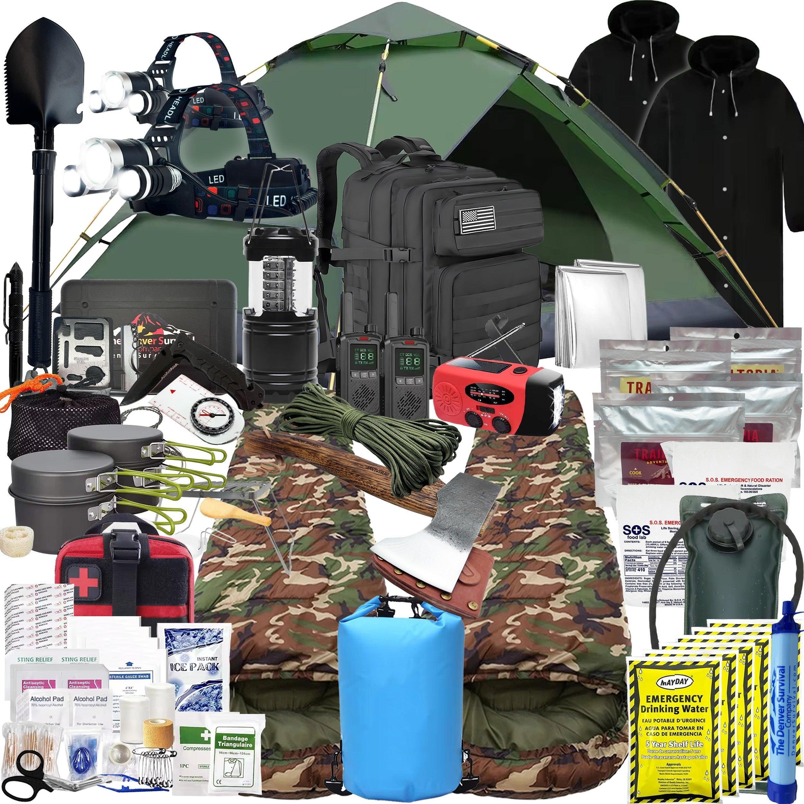 2 Person 5 Day Survival Bag with Survival Tools and Camping Equipment