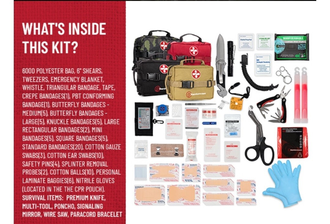 Surviveware 119 Pcs Comprehensive Premium Survival First Aid Kit