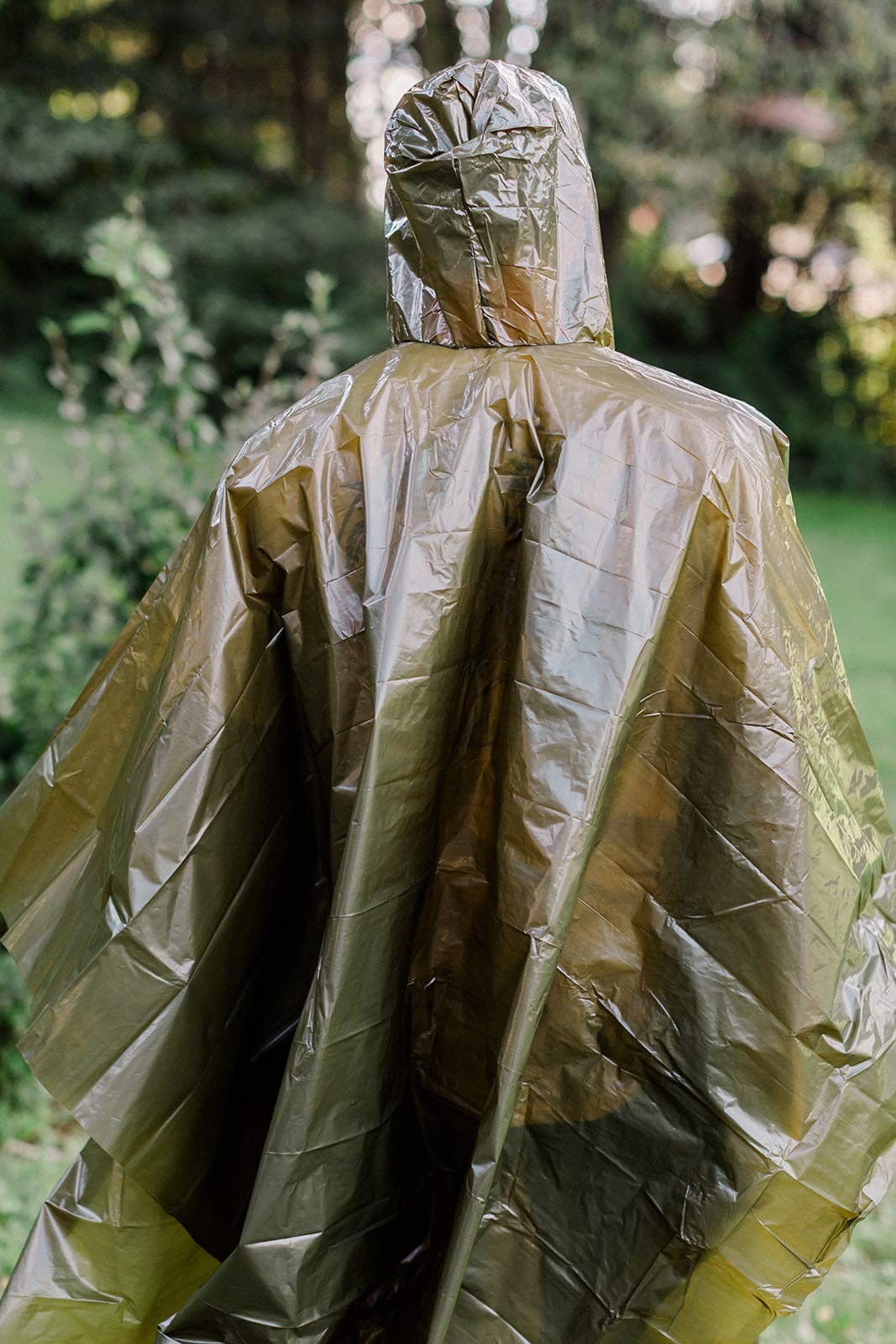 Survival General Lightweight Rain Gear Poncho Emergency Poncho, Green