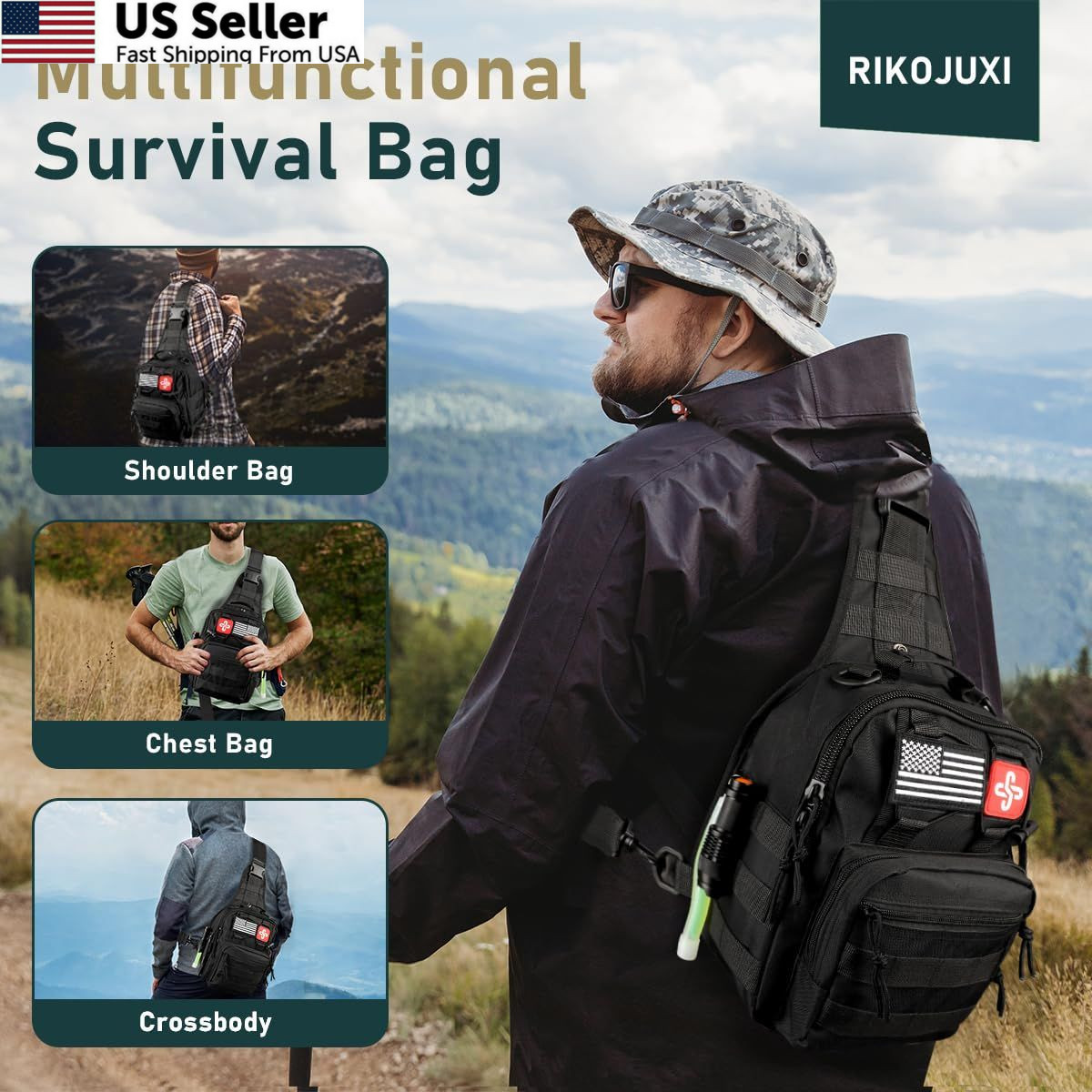 Survival Kit, 262Pcs Gear and Supplies with First Standard, Black