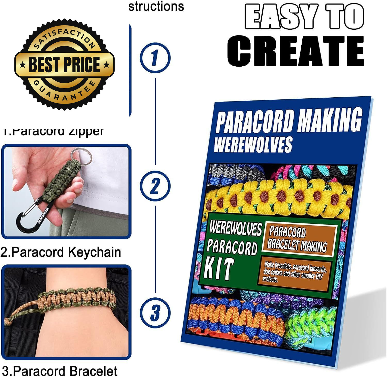 WEREWOLVES 28 Colors Paracord 550 Combo Crafting Kits with 28 Colors-lucky