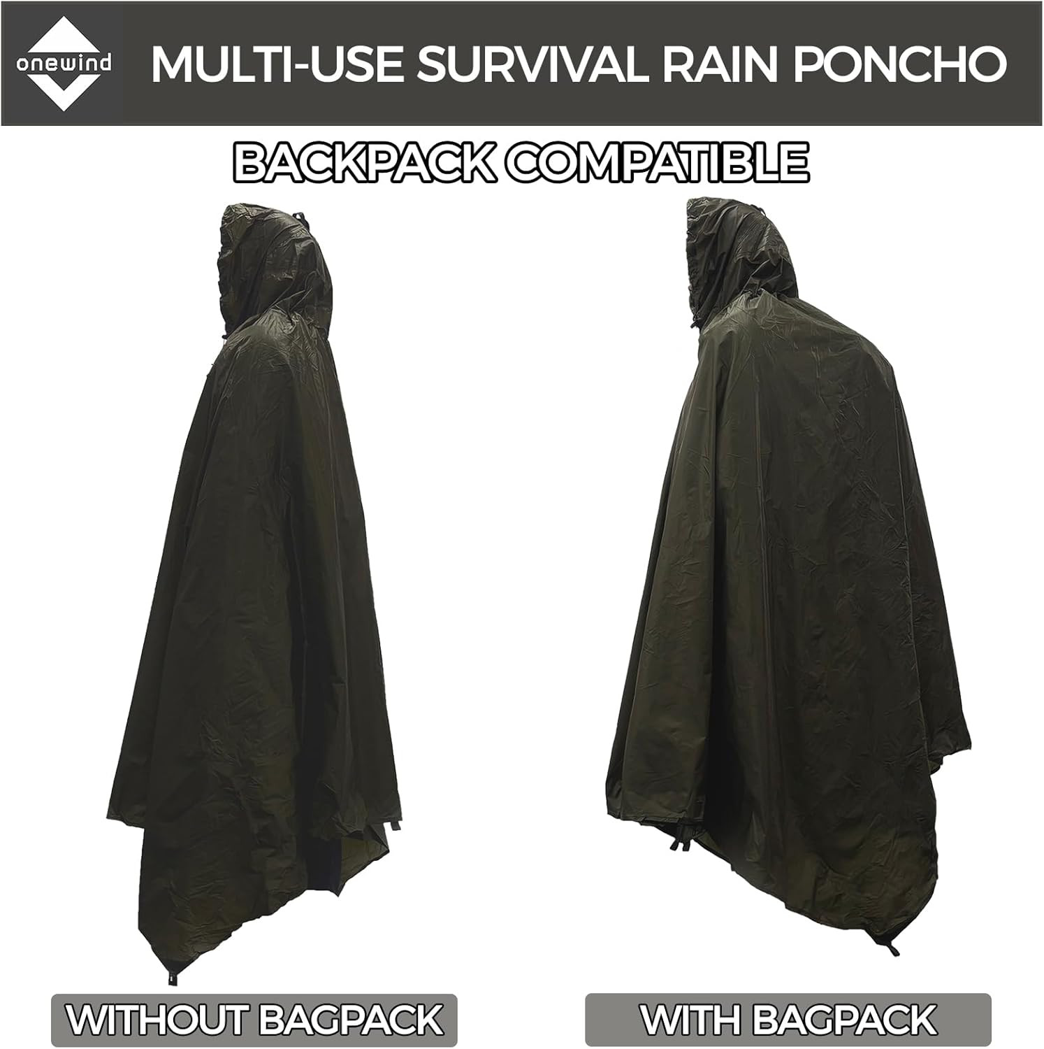 Lightweight Poncho Shelter, Solitary Shelter Cape Silnylon Emergency Survival Sh