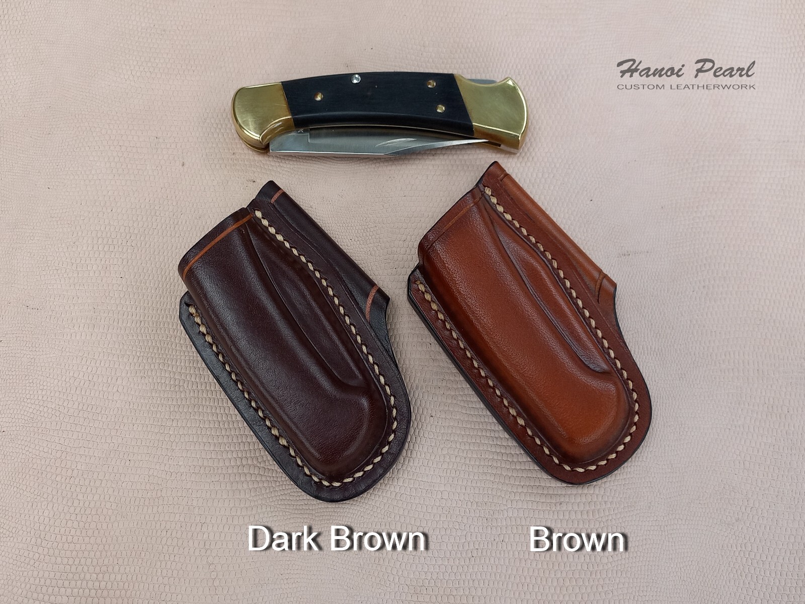 Custom Left Handed Scout Carry Leather Sheath for Buck 112 Ranger
