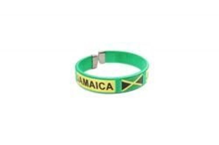 Jamaica Green Country Flag Flexible Adult C Bracelet Wristband. 2.5 Inches in Di